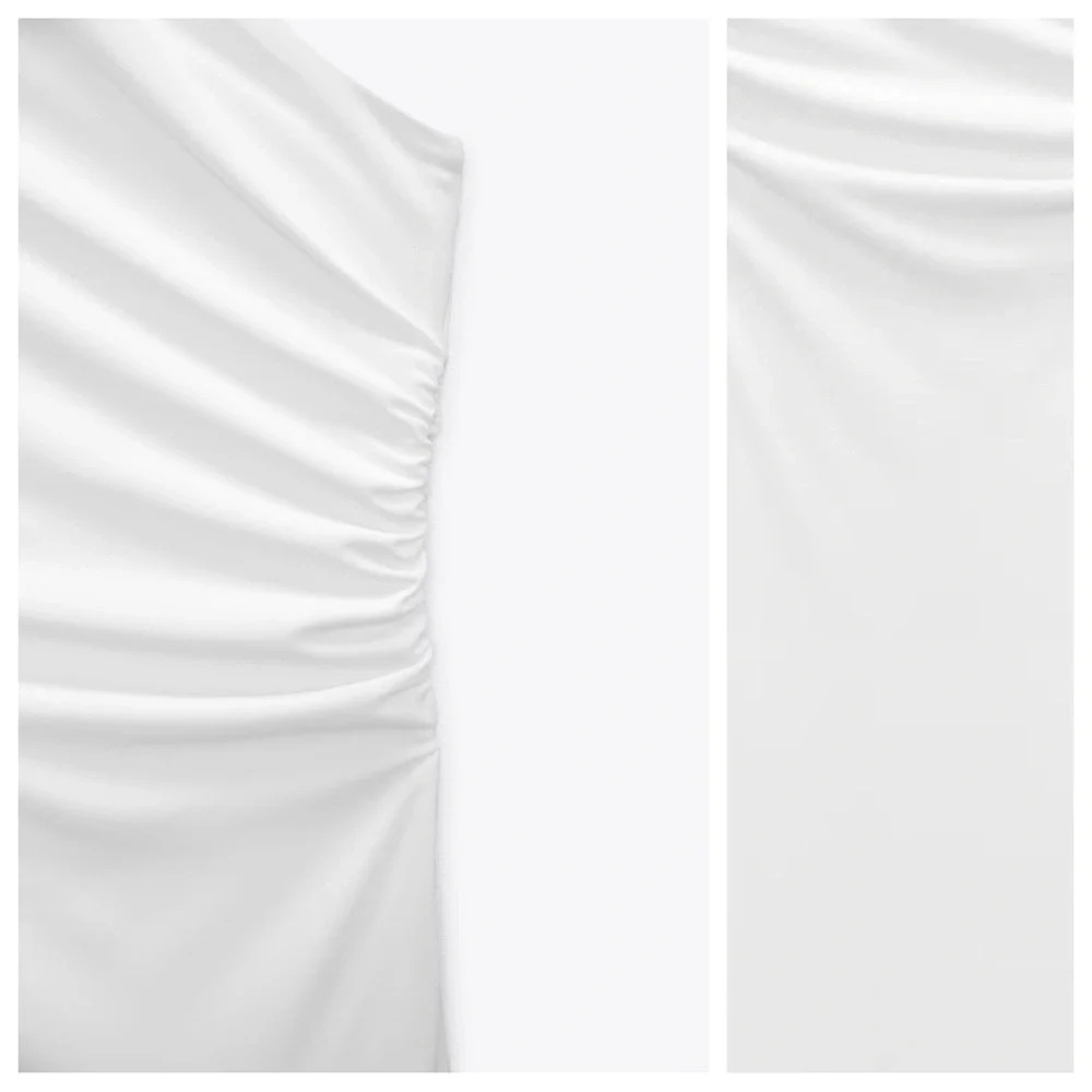 NWT. Zara White Knit Fabric Midi Dress with Asymmetric Neckline. Size XL - Picture 5 of 10